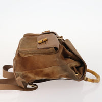 Gucci Vintage Bamboo Backpack Suede And Leather Brown Suede Backpack Bag (Authentic Pre-Loved)