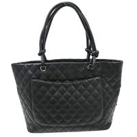 Chanel Cambon Tote Quilted Leather Black Calfskin Handbag (Pre-Loved)