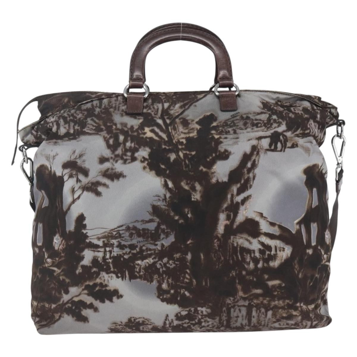 Prada Convertible Tote Printed Tessuto Brown Nylon Tote Bag Bag (Authentic Pre-Loved)