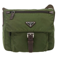 Prada Buckle Messenger Bag Tessuto Green Nylon Shoulder Bag Bag (Pre-Loved)