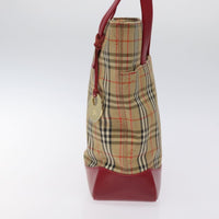 Burberry Burberry Nova Check Tote Canvas And Leather Red Canvas Tote Bag Bag (Pre-Loved)