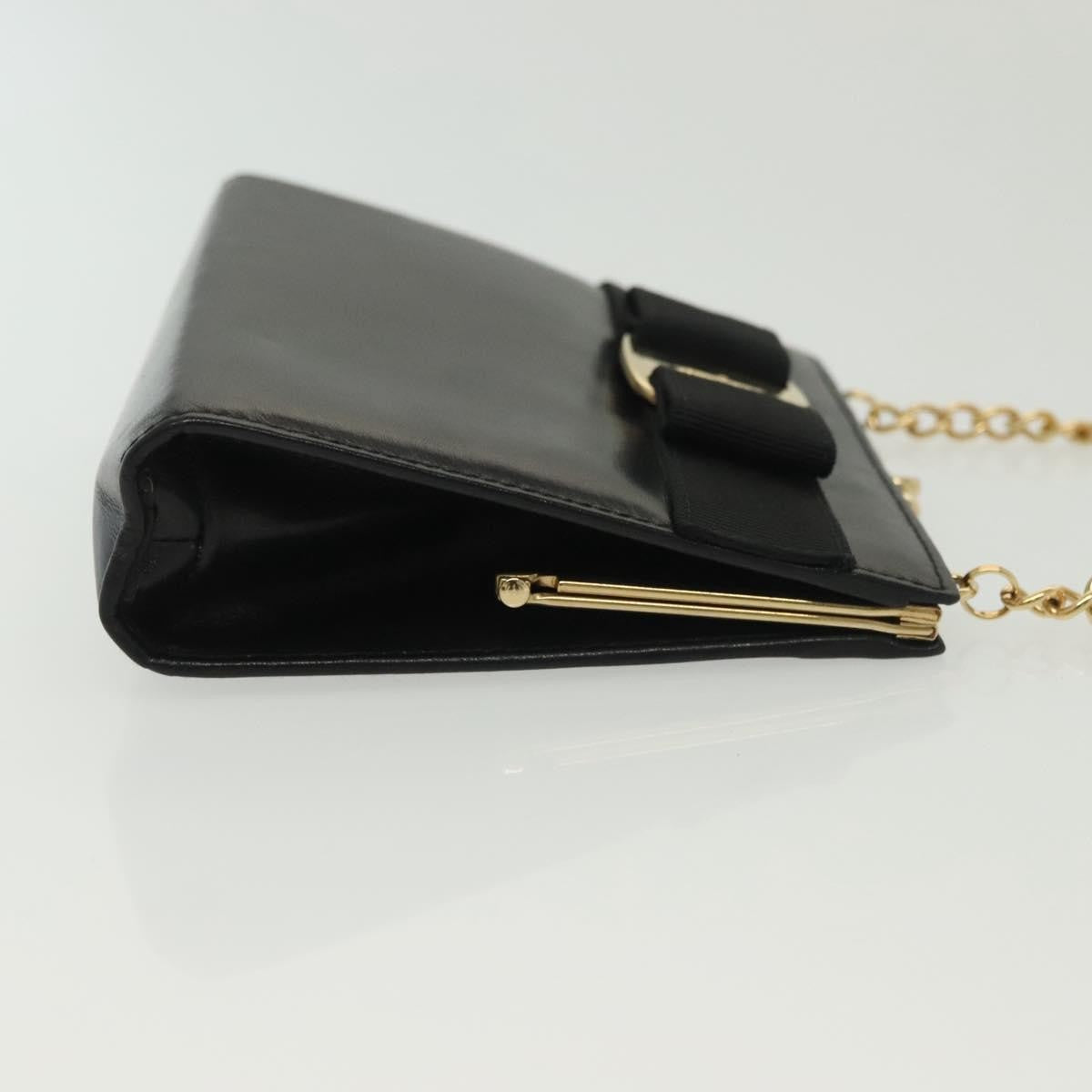 Salvatore Ferragamo Vala Shoulder Bag Leather Black Leather Shoulder Bag Bag (Pre-Loved)