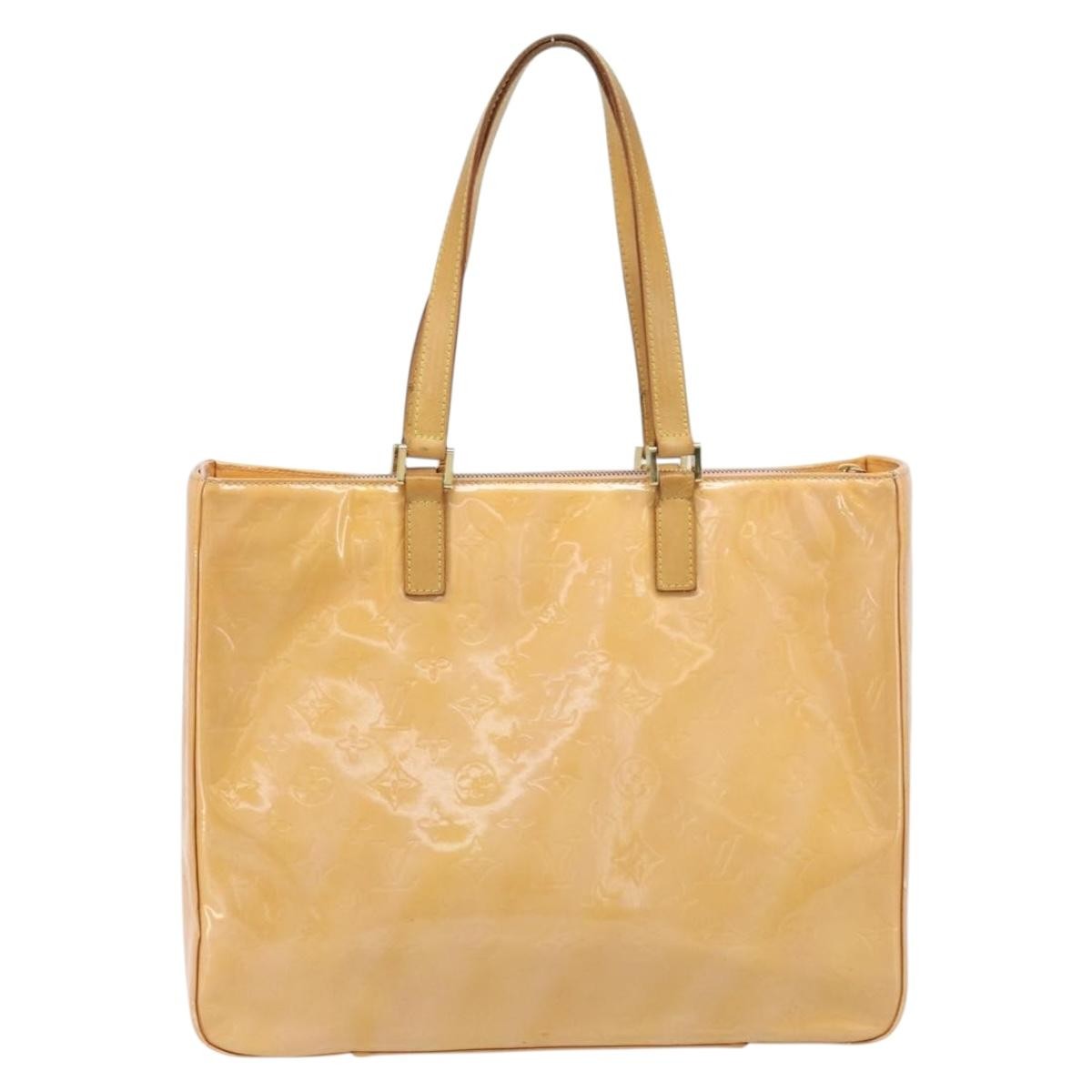 Louis Vuitton Columbus Handbag Monogram Vernis Beige Patent_Leather Tote Bag Bag (Authentic Pre-Loved)