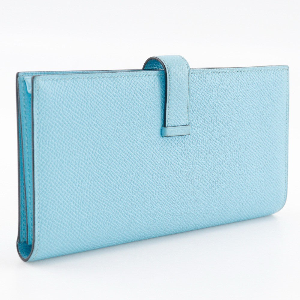 Hermes Bearn Wallet Epsom Blue Leather Wallets Accessory (Pre-Loved)
