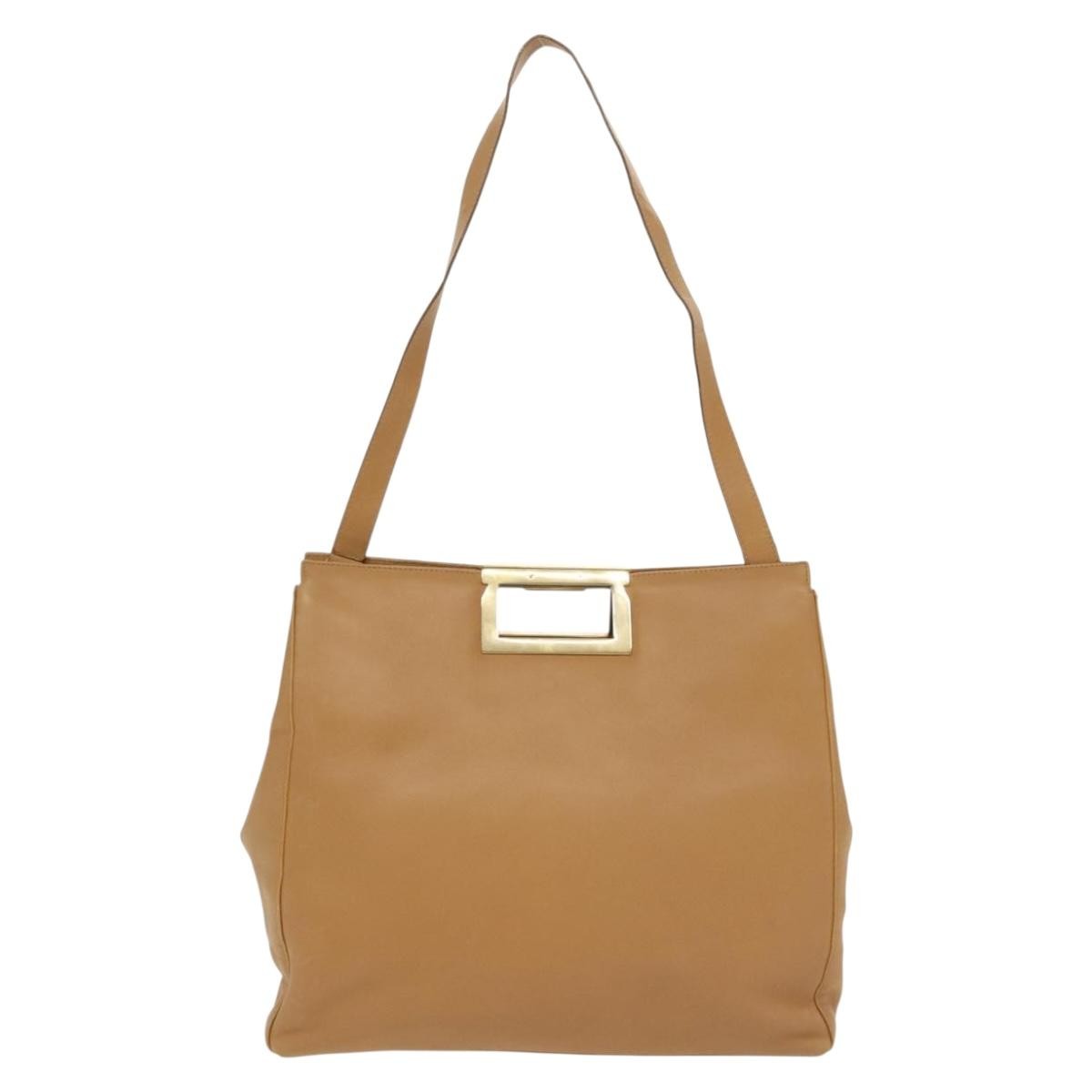 Salvatore Ferragamo Shoulder Bag Leather Beige Leather Shoulder Bag Bag (Pre-Loved)