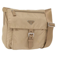 Prada Buckle Messenger Bag Tessuto Beige Nylon Shoulder Bag Bag (Authentic Pre-Loved)