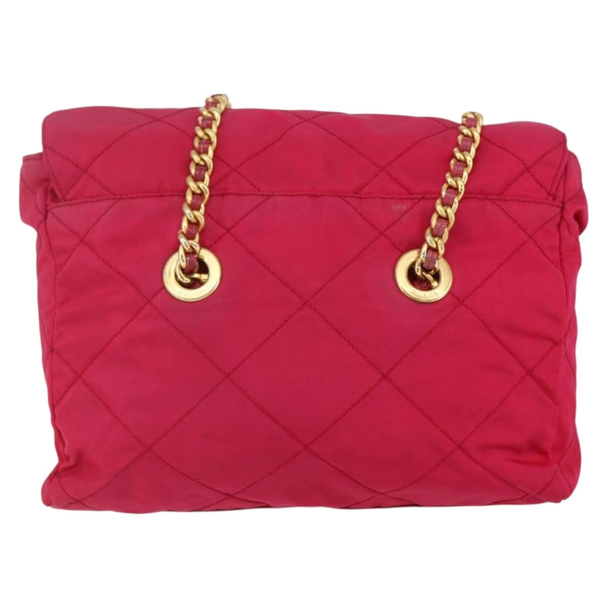 Prada Re-Edition 1995 Chain Tote Quilted Re-Nylon Pink Nylon Shoulder Bag Bag (Authentic Pre-Loved)