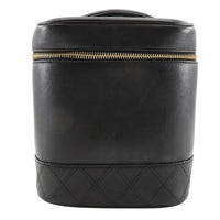 Chanel Vintage Cosmetic Case Leather Black Leather Clutche & Pouche Bag (Pre-Loved)