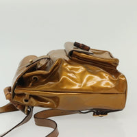 Gucci Vintage Bamboo Backpack Patent Gold Patent_Leather Bag (Authentic Pre-Loved)