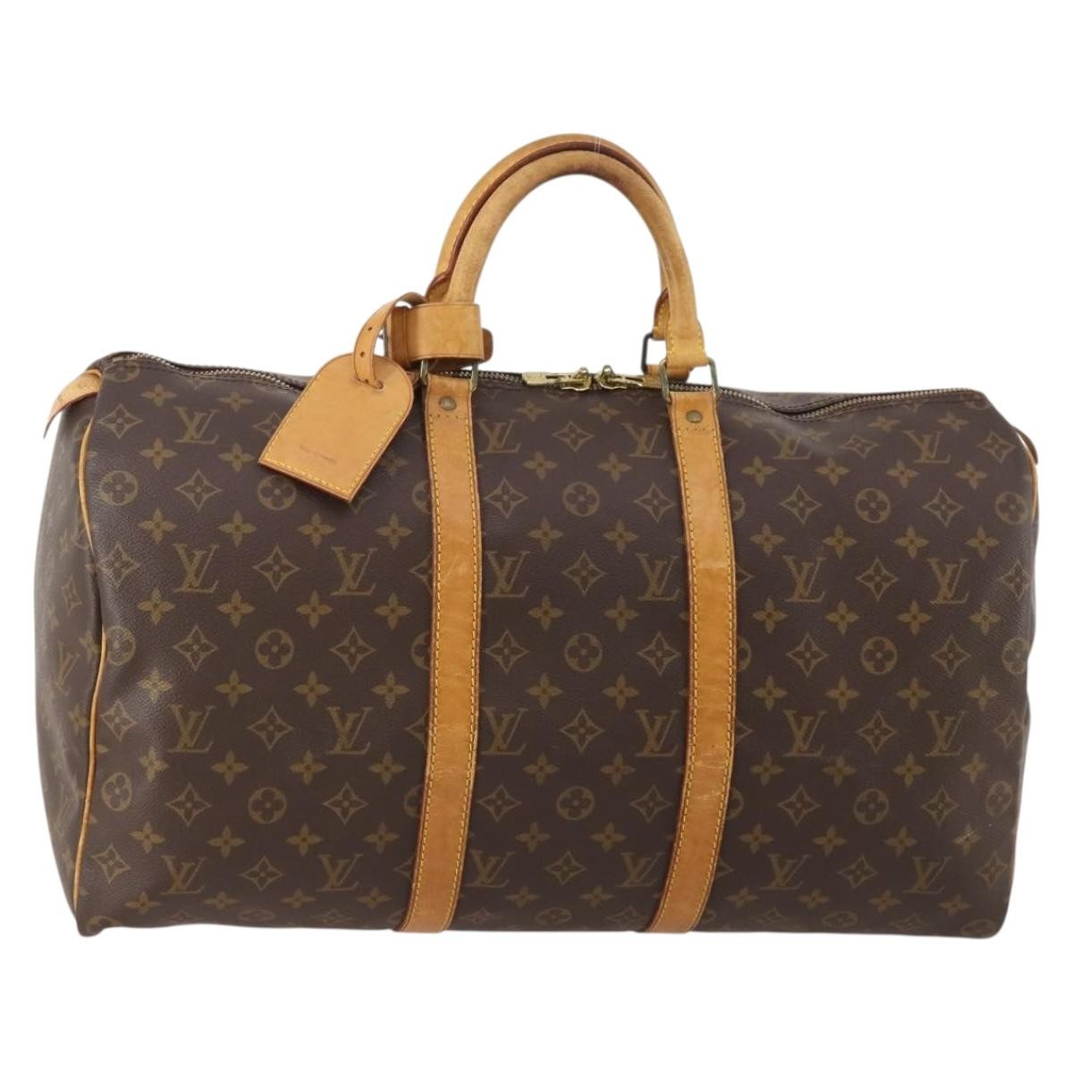 Louis Vuitton Keepall Bag Monogram Canvas Brown Canvas Travel Bag Bag (Authentic Pre-Loved)