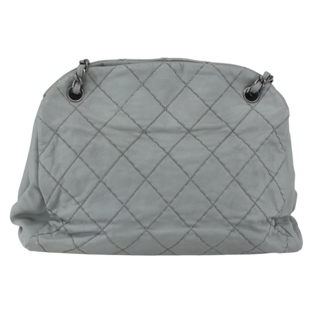 Chanel Just Mademoiselle Bag Quilted Leather Gray Leather Shoulder