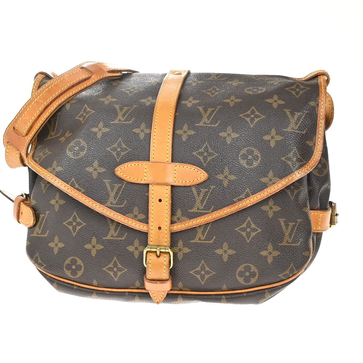 Louis Vuitton Saumur Handbag Monogram Canvas Brown Canvas Shoulder Bag Bag (Authentic Pre-Loved)