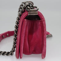 Chanel Boy Flap Bag Quilted Velvet Pink Velvet Shoulder Bag Bag (Authentic Pre-Loved)