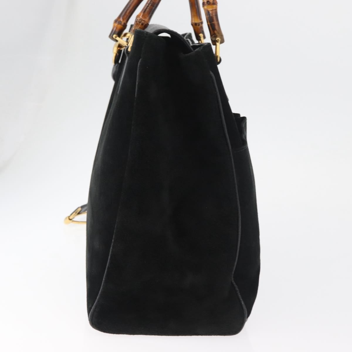 Gucci Bamboo Tote Bag Suede Black Suede Tote Bag Bag (Authentic Pre-Loved)