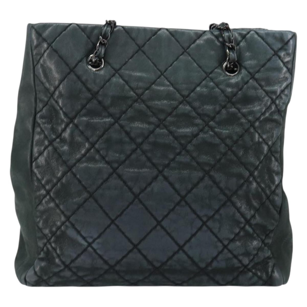 Chanel Cc Charm Tote Quilted Iridescent Calfskin Green Leather Tote Bag Bag (Authentic Pre-Loved)