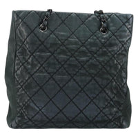 Chanel Cc Charm Tote Quilted Iridescent Calfskin Green Leather Tote Bag Bag (Authentic Pre-Loved)