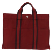 Hermes Fourre Tout Tote Canvas Red Canvas Tote Bag Bag (Authentic Pre-Loved)