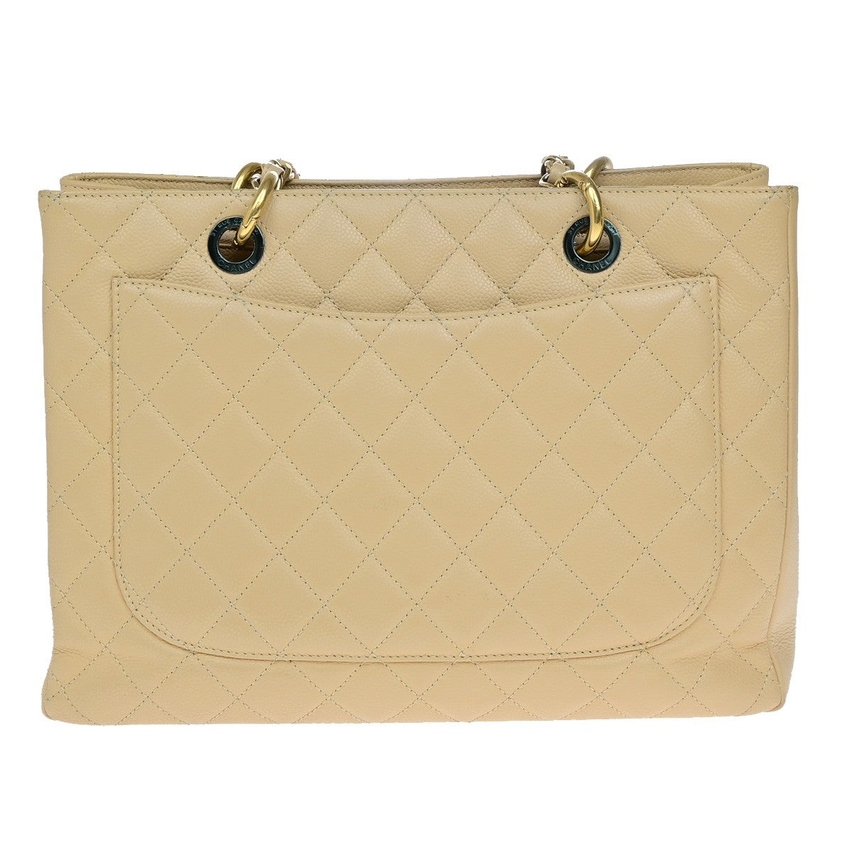 Chanel Grand Shopping Tote Quilted Caviar Beige Leather Tote Bag Bag (Authentic Pre-Loved)