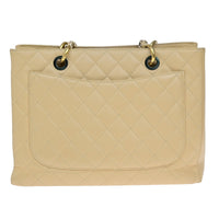 Chanel Grand Shopping Tote Quilted Caviar Beige Leather Tote Bag Bag (Authentic Pre-Loved)