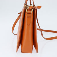Salvatore Ferragamo Vala Tote Leather Orange Leather Tote Bag Bag (Authentic Pre-Loved)