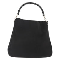 Gucci Vintage Bamboo Handle Open Hobo Nylon Black Nylon Tote Bag Bag (Authentic Pre-Loved)