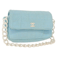 Chanel Sport Line Resin Camera Flap Bag Terry Cloth Blue Plastic Shoulder Bag Bag (Pre-Loved)