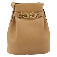 Salvatore Ferragamo Gancini Shoulder Bag Leather Beige Leather Shoulder Bag Bag (Pre-Loved)