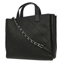 Chanel Covered Cc Shopping Tote Stitched Calfskin Black Leather Tote Bag Bag (Pre-Loved)