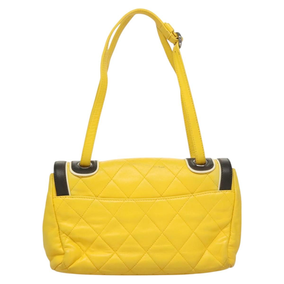 Chanel Two Tone Mademoiselle Lock Flap Bag Quilted Lambskin Yellow Leather Shoulder Bag Bag (Authentic Pre-Loved)