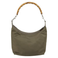 Gucci Vintage Bamboo Shoulder Bag Nylon Khaki Nylon Shoulder Bag Bag (Pre-Loved)