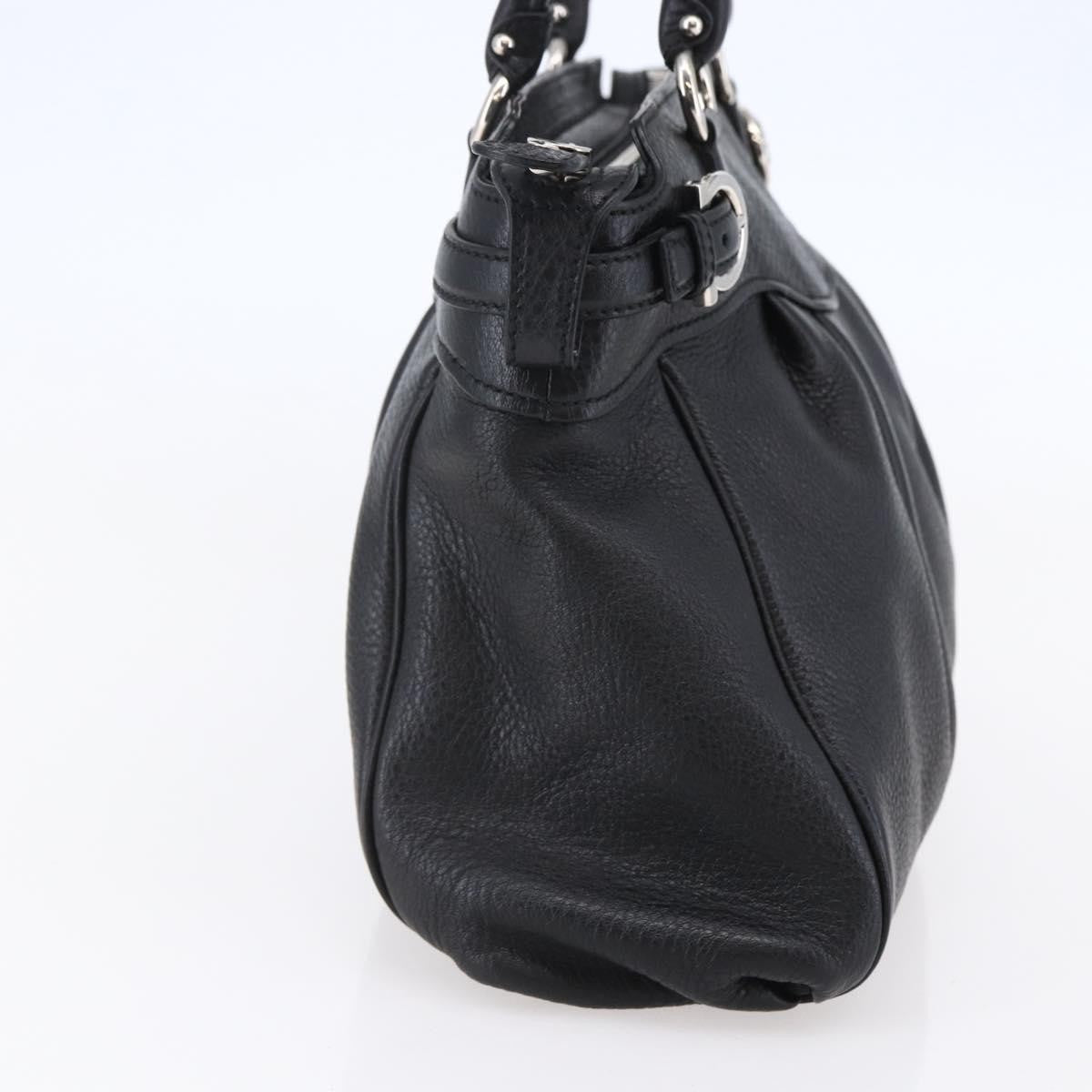Salvatore Ferragamo Gancini Tote Leather Black Leather Tote Bag Bag (Pre-Loved)