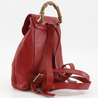 Gucci Gucci Vintage Bamboo Backpack Leather Red Leather Backpack Bag (Pre-Loved)