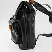 Gucci Vintage Bamboo Backpack Patent Leather Black Patent_Leather Backpack Bag (Authentic Pre-Loved)