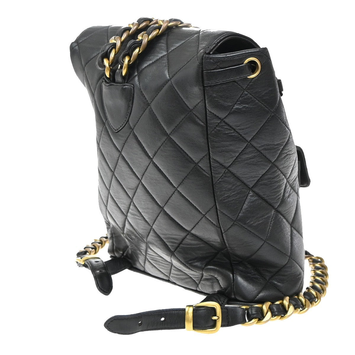 Chanel Duma Drawstring Backpack Quilted Leather Black Leather Backpack Bag (Authentic Pre-Loved)