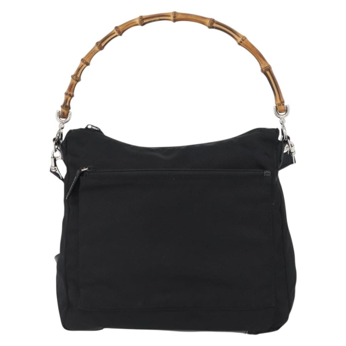 Gucci Vintage Bamboo Shoulder Bag Nylon Black Nylon Shoulder Bag Bag (Pre-Loved)