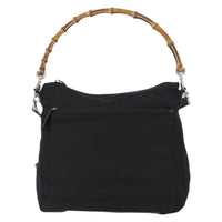 Gucci Vintage Bamboo Shoulder Bag Nylon Black Nylon Shoulder Bag Bag (Pre-Loved)