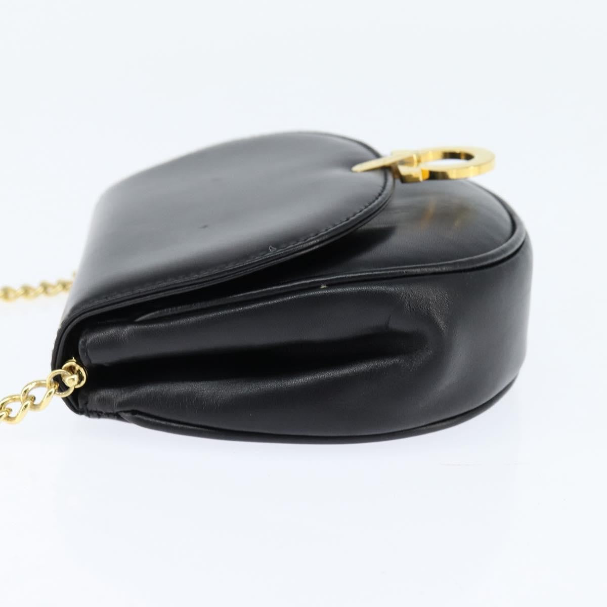 Salvatore Ferragamo Gancini Chain Shoulder Bag Leather Black Leather Shoulder Bag Bag (Authentic Pre-Loved)