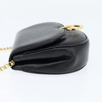 Salvatore Ferragamo Gancini Chain Shoulder Bag Leather Black Leather Shoulder Bag Bag (Authentic Pre-Loved)
