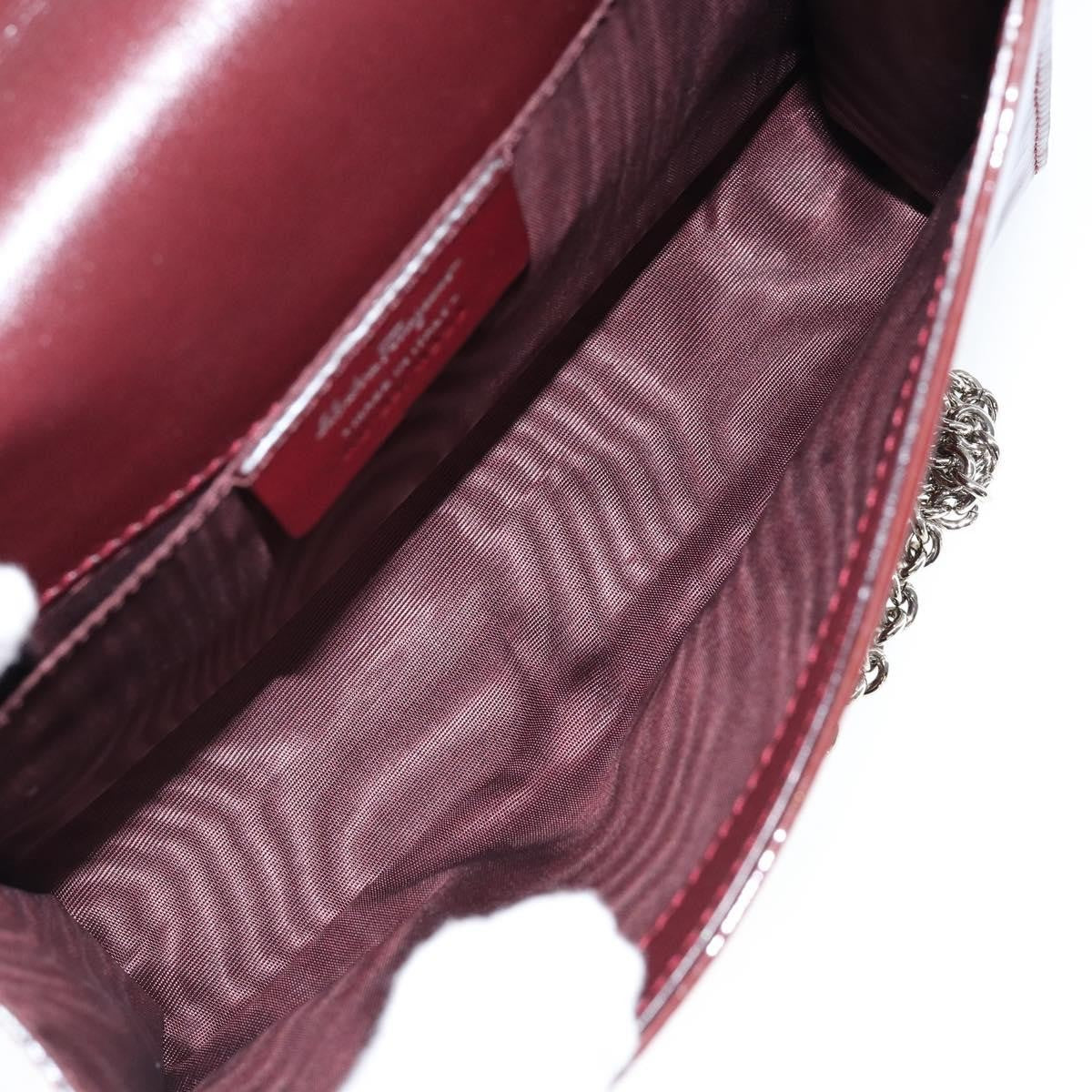 Salvatore Ferragamo Vala Chain Shoulder Bag Patent Leather Red Patent_Leather Shoulder Bag Bag (Authentic Pre-Loved)