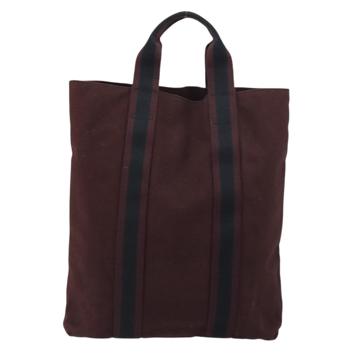 Hermes Fourre-Tout Herline Fourre-Tout Herline Burgundy Canvas Tote Bag Bag (Authentic Pre-Loved)