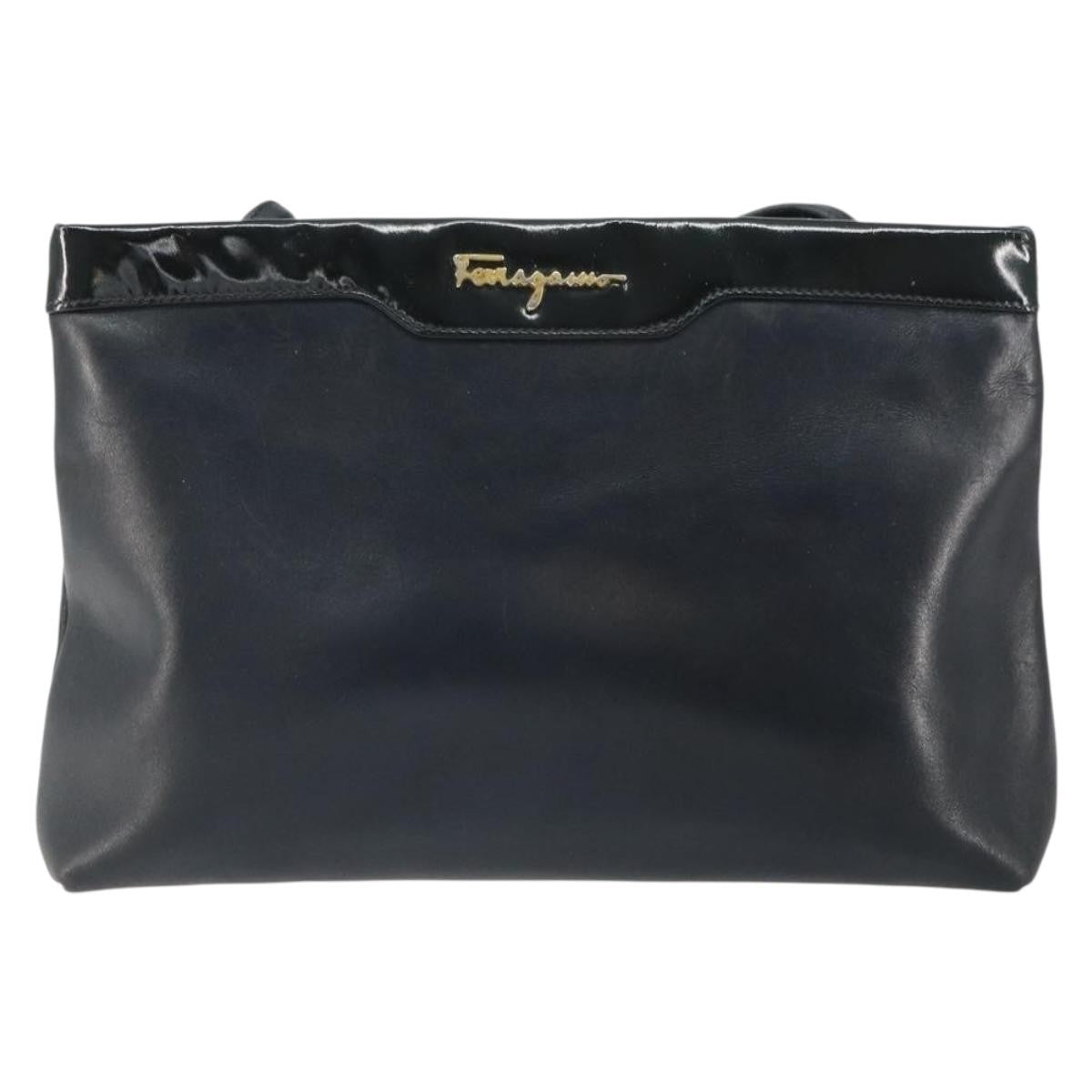 Salvatore Ferragamo Vintage Shoulder Bag Leather Black Leather Shoulder Bag Bag (Authentic Pre-Loved)
