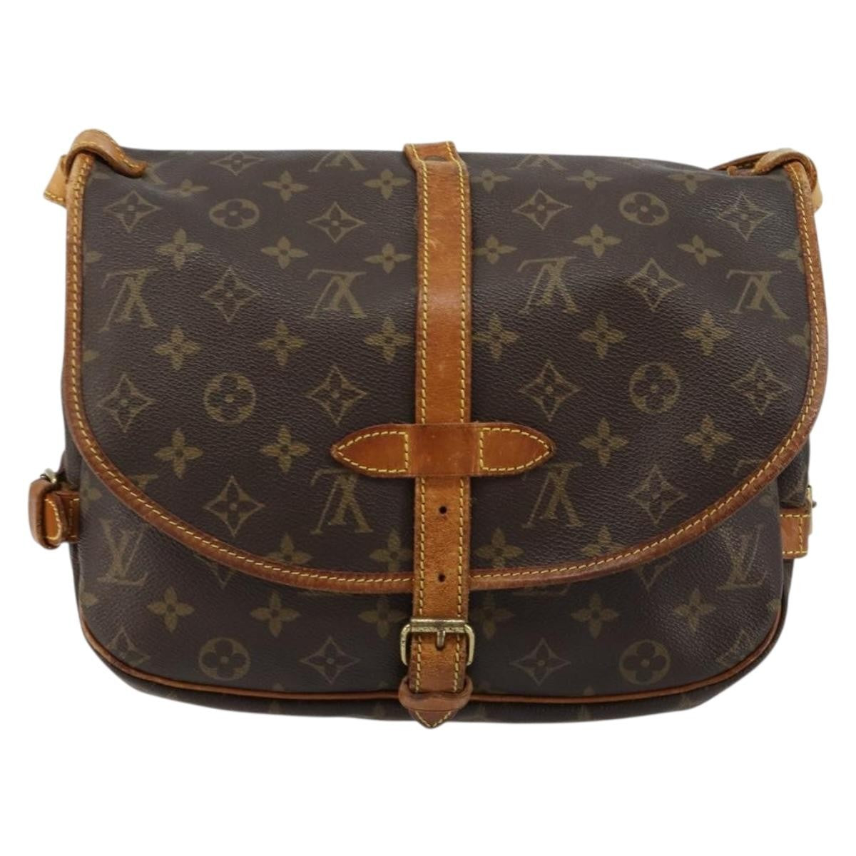 Louis Vuitton Saumur Handbag Monogram Canvas Brown Canvas Shoulder Bag Bag (Pre-Loved)