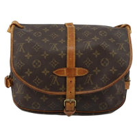 Louis Vuitton Saumur Handbag Monogram Canvas Brown Canvas Shoulder Bag Bag (Pre-Loved)