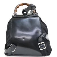 Gucci Vintage Bamboo Backpack Nylon And Patent Leather Black Nylon Backpack Bag (Authentic Pre-Loved)