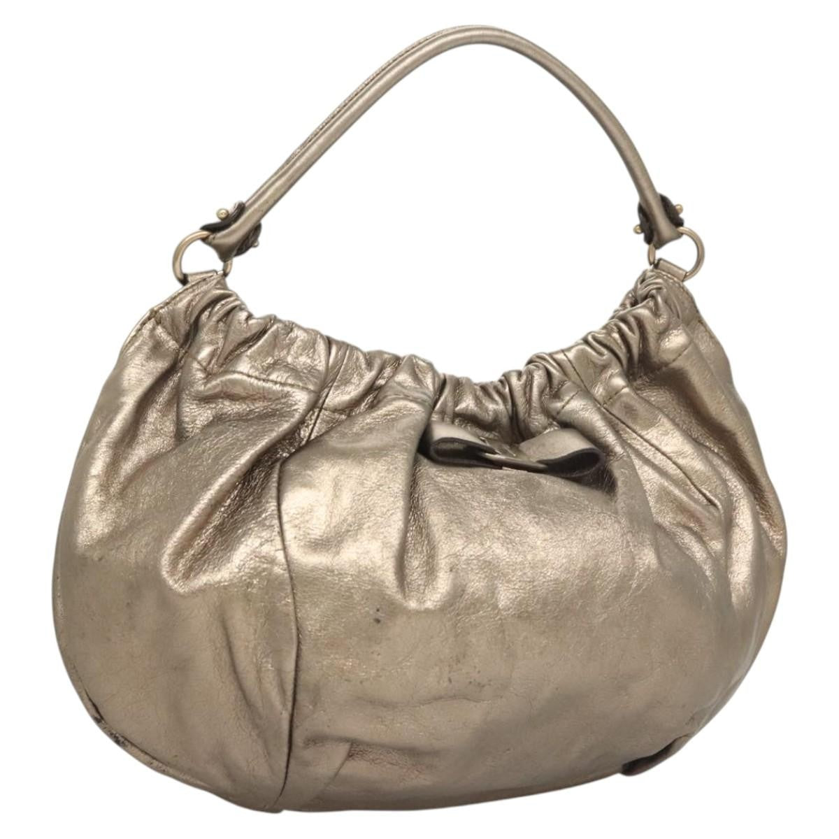 Salvatore Ferragamo Vala Shoulder Bag Leather Gold Leather Shoulder Bag Bag (Authentic Pre-Loved)