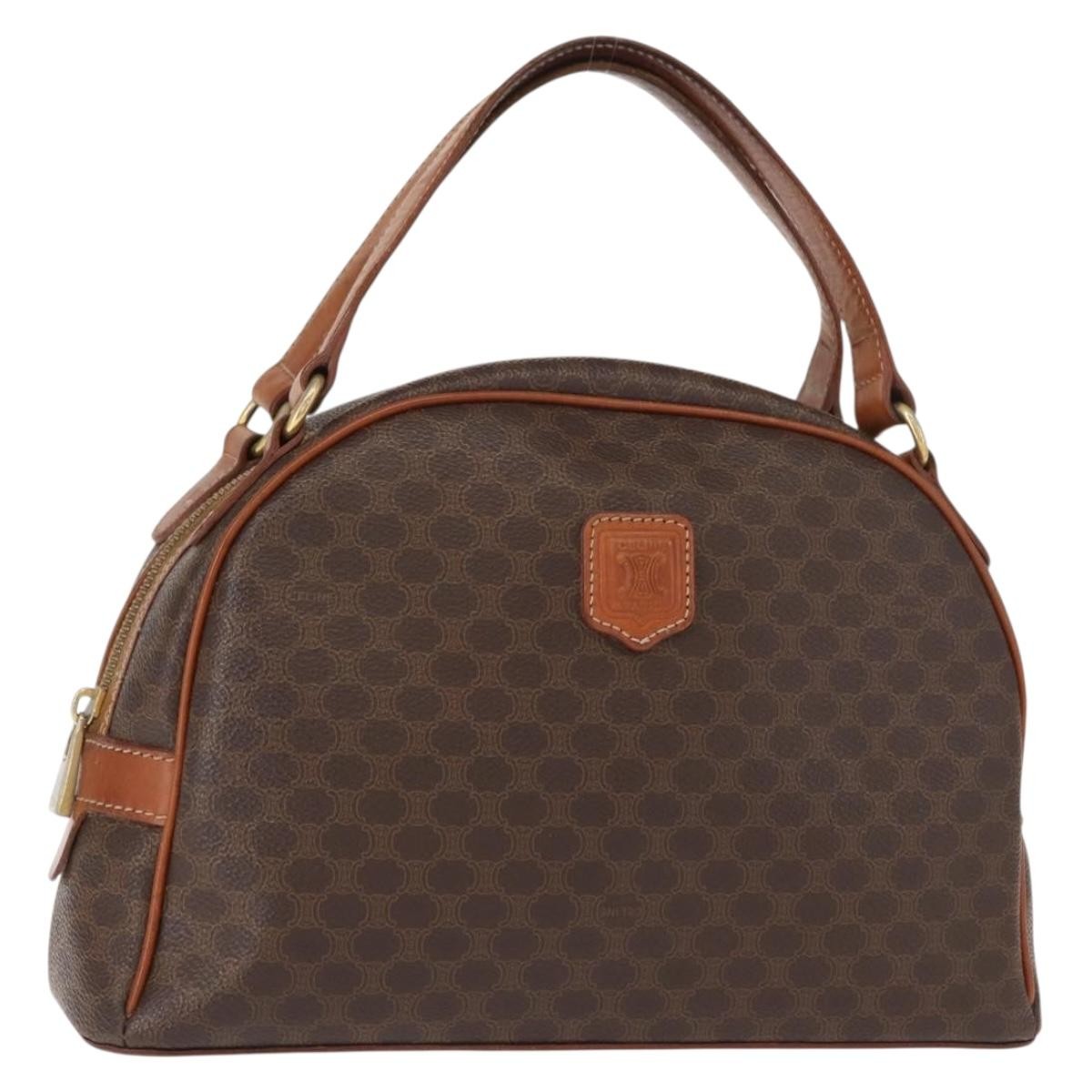 Celine Vintage Macadam Handbag Canvas And Leather Brown Canvas Handbag (Authentic Pre-Loved)