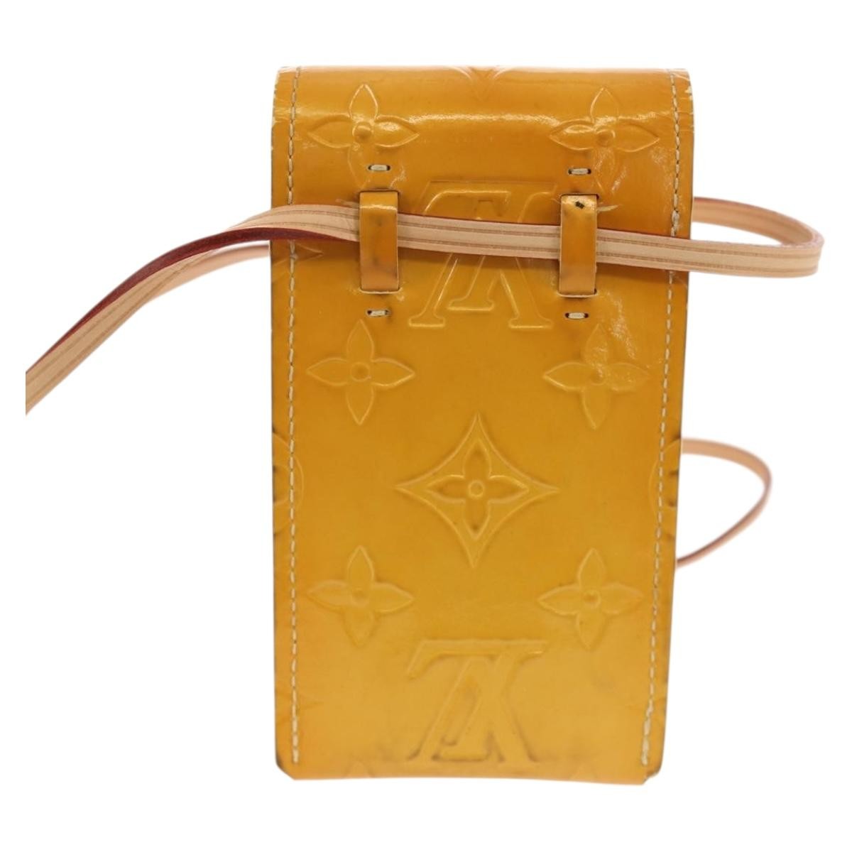 Louis Vuitton Walker Cigarette Case Holder Monogram Vernis Yellow Patent_Leather Clutche & Pouche Bag (Authentic Pre-Loved)