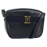 Salvatore Ferragamo Vala Shoulder Bag Leather Navy Leather Shoulder Bag Bag (Authentic Pre-Loved)