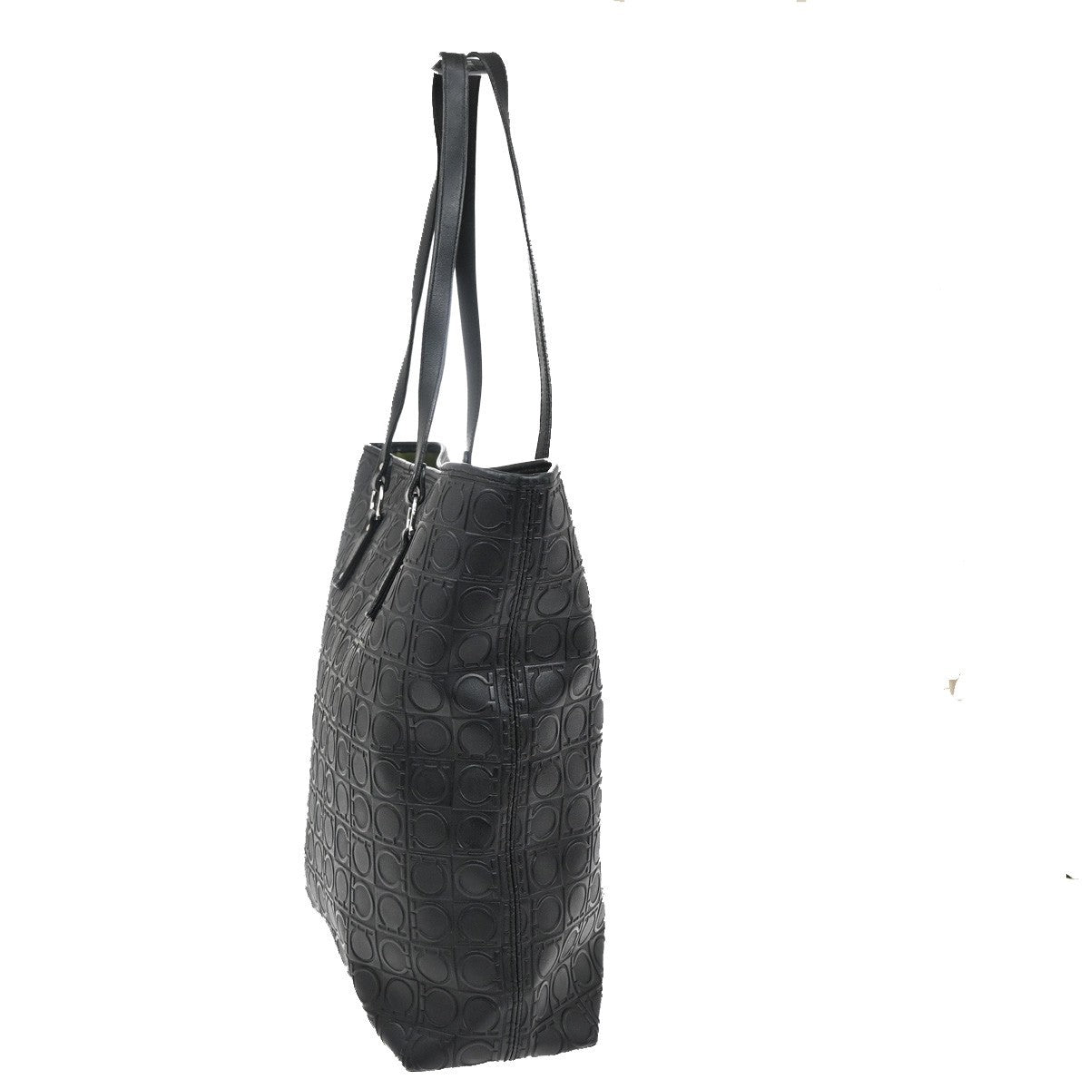 Salvatore Ferragamo Gancini Tote Gancini Canvas Black Canvas Tote Bag Bag (Pre-Loved)