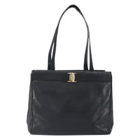 Salvatore Ferragamo Vala Tote Leather Black Leather Shoulder Bag Bag (Authentic Pre-Loved)